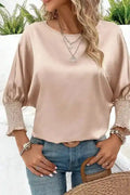 Smoke Gray Dolman Sleeve Satin Blouse Women UK