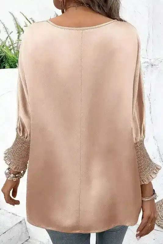Smoke Gray Dolman Sleeve Satin Blouse Women UK