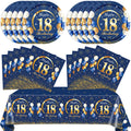 SNIMICS 41PCS Navy & Gold 18th Birthday Decorations – Plates, Napkins & Tablecloth for Men