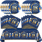 SNIMICS 41PCS Navy & Gold 18th Birthday Decorations – Plates, Napkins & Tablecloth for Men