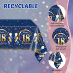 SNIMICS 41PCS Navy & Gold 18th Birthday Decorations – Plates, Napkins & Tablecloth for Men