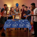 SNIMICS 41-Piece Navy Blue & Silver 14th Birthday Decorations – Plates, Napkins & Tablecloth for 20 Guests