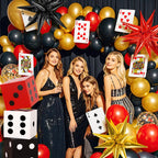 132Pcs Casino Theme Party Decorations by SNLN - Vegas Balloon Garland, Dice Boxes & Poker Cards