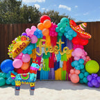 SNLN Fiesta Balloon Arch Kit — Rainbow Arch with Llama, Taco & Sombrero Balloons