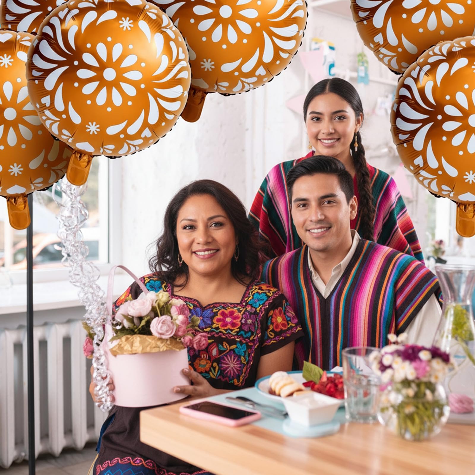 Soaoo 6 Pcs 18-Inch Cielito Lindo Balloons Kit – Mexican Talavera Themed Party Decor for Weddings & Celebrations