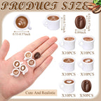 Soaoo 100 Pcs Mini Coffee Cups & Beans Resin Charms for DIY Jewelry & Decor