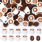 Soaoo 100 Pcs Mini Coffee Cups & Beans Resin Charms for DIY Jewelry & Decor