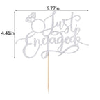 sodasos Just Engaged Cake Topper – Silver, Pre-Assembled Ring Sign for Celebrations