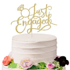 Sodasos Just Engaged Cake Topper Gold – Engagement Party Decorations