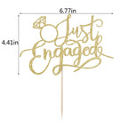Sodasos Just Engaged Cake Topper Gold – Engagement Party Decorations
