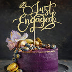 Sodasos Just Engaged Cake Topper Gold – Engagement Party Decorations