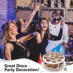 Soelomu 24 Pcs Disco Ball Cupcake Toppers – Mini Cake Picks (1970s Disco Theme)