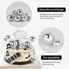 Soelomu 23 Pcs Disco Ball Cake Toppers – 1970s Disco Theme Party Decorations