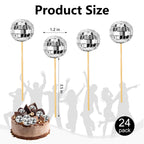 Soelomu 24 Pcs Disco Ball Cupcake Toppers – Mini Cake Picks (1970s Disco Theme)
