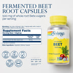 SOLARAY Fermented Beet Root Capsules - Organic Beets, Energy & Endurance