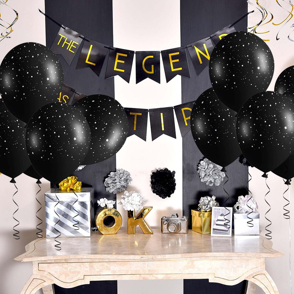 Sondeng 40Pcs Galaxy Balloons – Black Star Latex Balloons for Space Birthday Party Decor