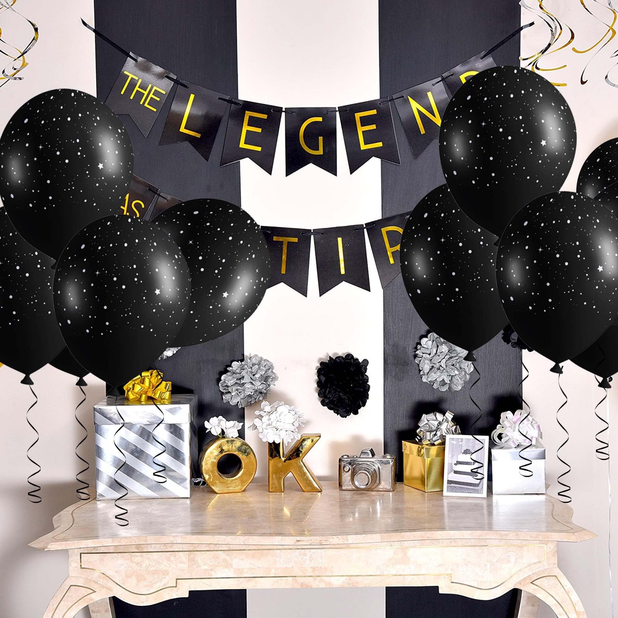 Sondeng 40Pcs Galaxy Balloons – Black Star Latex Balloons for Space Birthday Party Decor