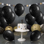 Sondeng 40Pcs Galaxy Balloons – Black Star Latex Balloons for Space Birthday Party Decor