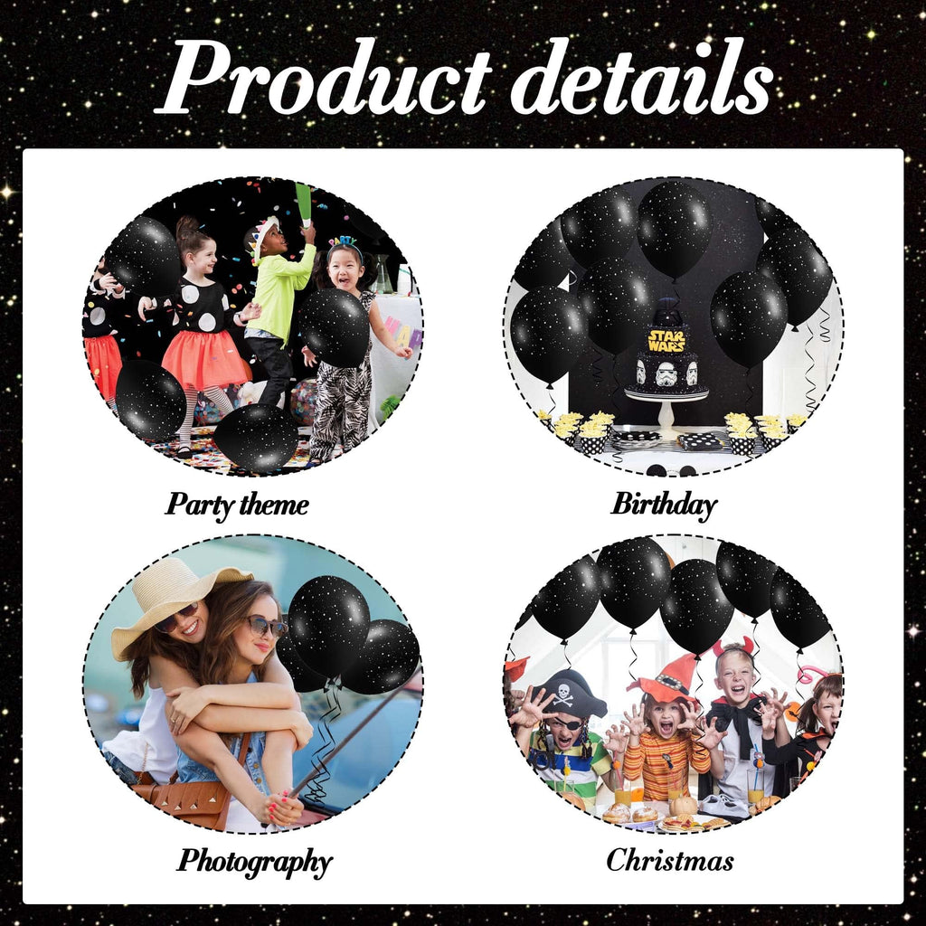 Sondeng 40Pcs Galaxy Balloons – Black Star Latex Balloons for Space Birthday Party Decor