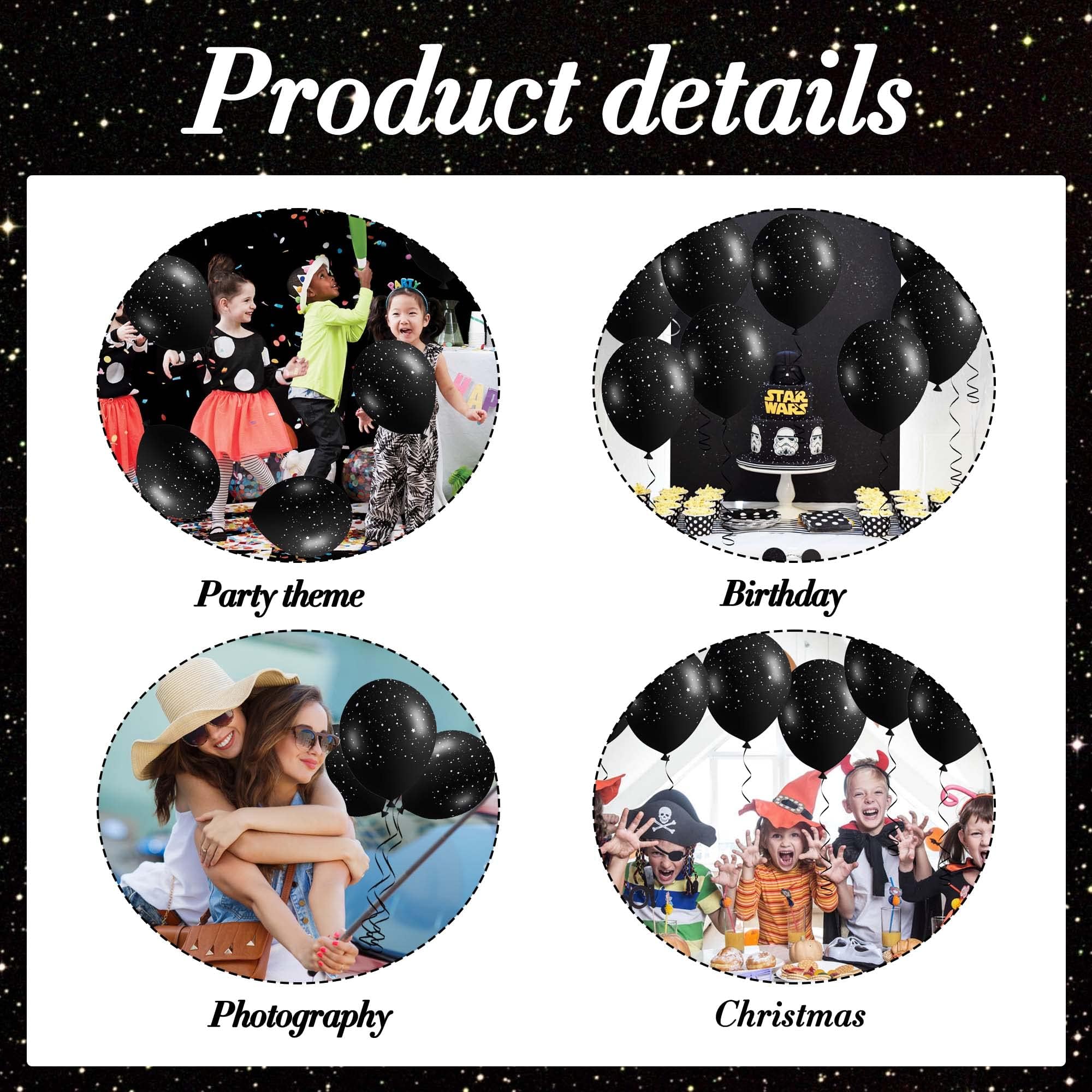 Sondeng 40Pcs Galaxy Balloons – Black Star Latex Balloons for Space Birthday Party Decor