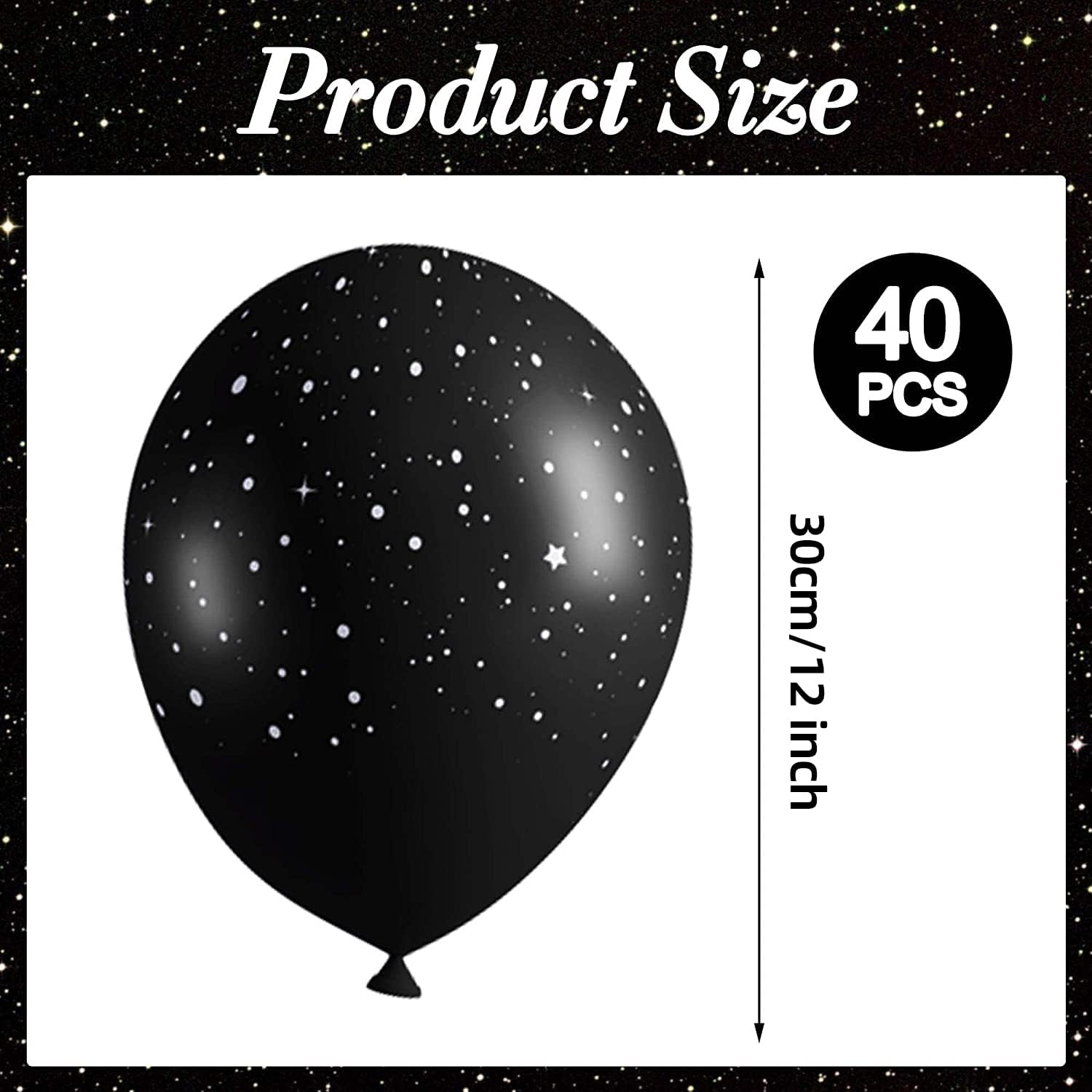 Sondeng 40Pcs Galaxy Balloons – Black Star Latex Balloons for Space Birthday Party Decor