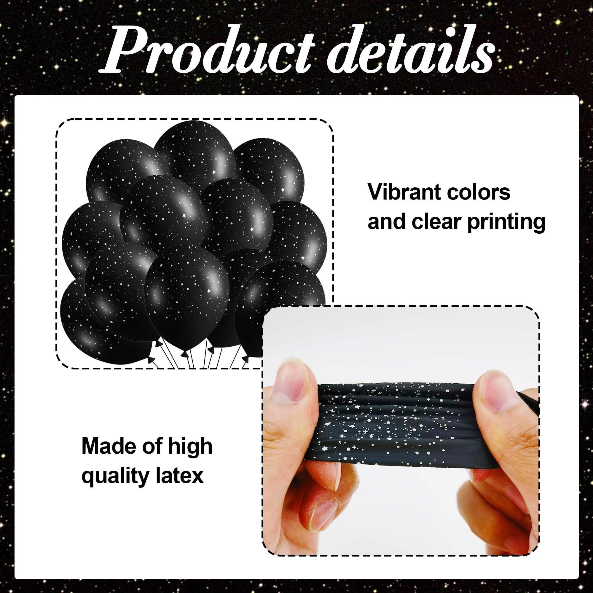 Sondeng 40Pcs Galaxy Balloons – Black Star Latex Balloons for Space Birthday Party Decor