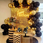 SONICEBUY 48Pcs Balls Cake Toppers – Black Gold White Balls, Acrylic Numbers 0-9, Happy Birthday Toppers