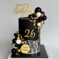 SONICEBUY 48Pcs Balls Cake Toppers – Black Gold White Balls, Acrylic Numbers 0-9, Happy Birthday Toppers