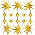 SONICEBUY Gold Star Foil Balloons Kit – 6 Large Explosion Balloons + 10 Small Four-Point Stars for Weddings & Parties