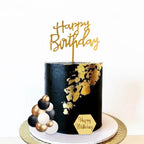SONICEBUY 48Pcs Balls Cake Toppers – Black Gold White Balls, Acrylic Numbers 0-9, Happy Birthday Toppers
