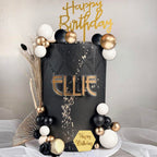 SONICEBUY 48Pcs Balls Cake Toppers – Black Gold White Balls, Acrylic Numbers 0-9, Happy Birthday Toppers