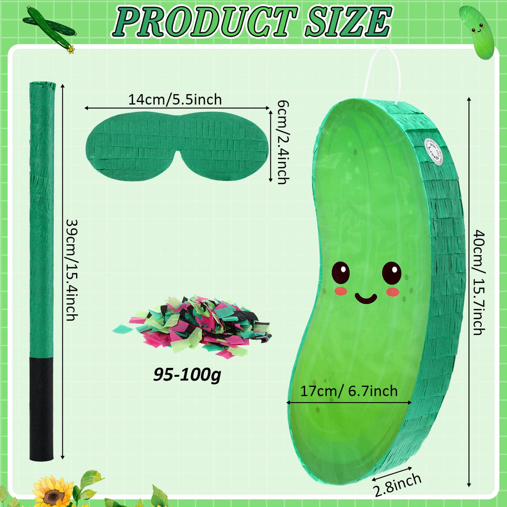 Sonwyoung Pickle Pinata – Kids Birthday Party Decor with Bat & Confetti