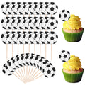 Sorcristy 48PCS Soccer Ball Cupcake Toppers – Sports Theme Football Cake Decorations