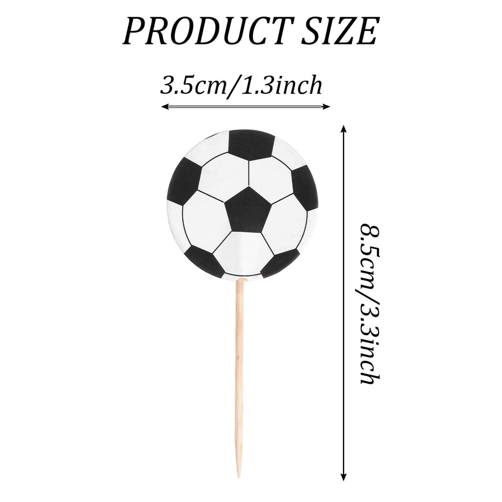 Sorcristy 48PCS Soccer Ball Cupcake Toppers – Sports Theme Football Cake Decorations