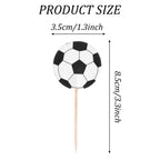 Sorcristy 48PCS Soccer Ball Cupcake Toppers – Sports Theme Football Cake Decorations