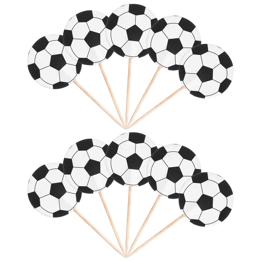 Sorcristy 48PCS Soccer Ball Cupcake Toppers – Sports Theme Football Cake Decorations