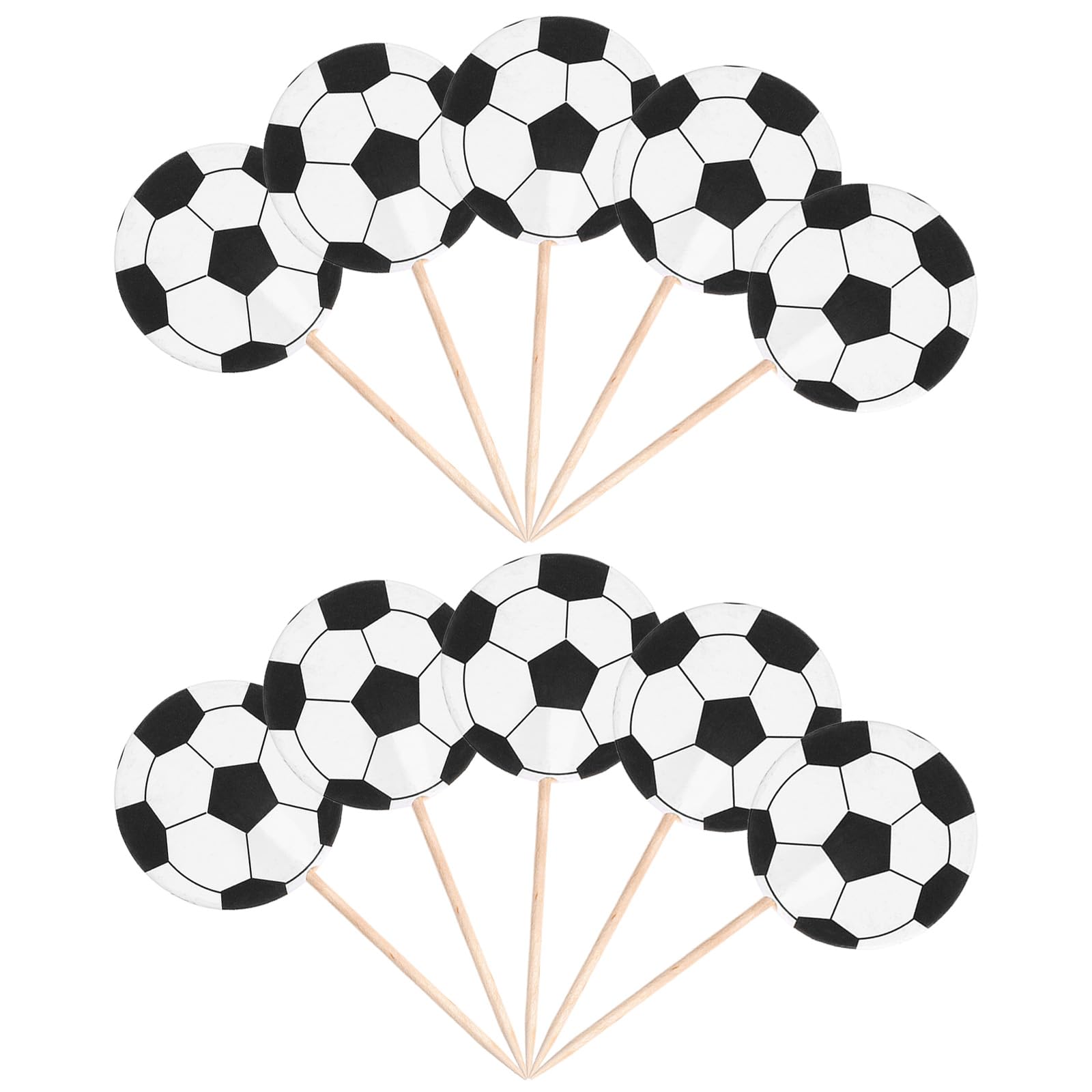 Sorcristy 48PCS Soccer Ball Cupcake Toppers – Sports Theme Football Cake Decorations