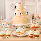 Sorcristy 48PCS Soccer Ball Cupcake Toppers – Sports Theme Football Cake Decorations