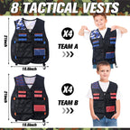 Sosation 8 Sets Kids Tactical Vest Kit — Nerf Party Accessories (Orange & Blue)