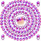Sosation 100 Pcs Mardi Gras LED Light Up Rings – Flashing Purple Silicone Carnival Party Favors