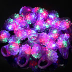 Sosation 100 Pcs Mardi Gras LED Light Up Rings – Flashing Purple Silicone Carnival Party Favors