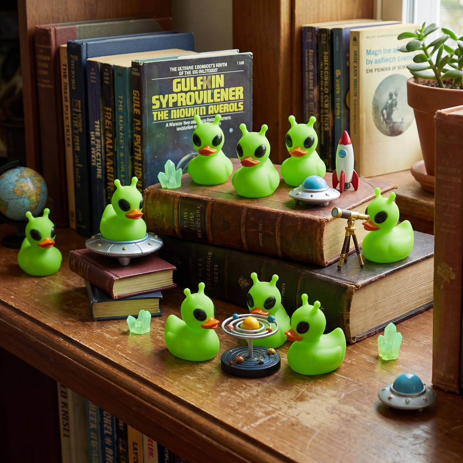 Sotiff 25 Pcs Green Alien Rubber Ducks – Space Theme Party Favors