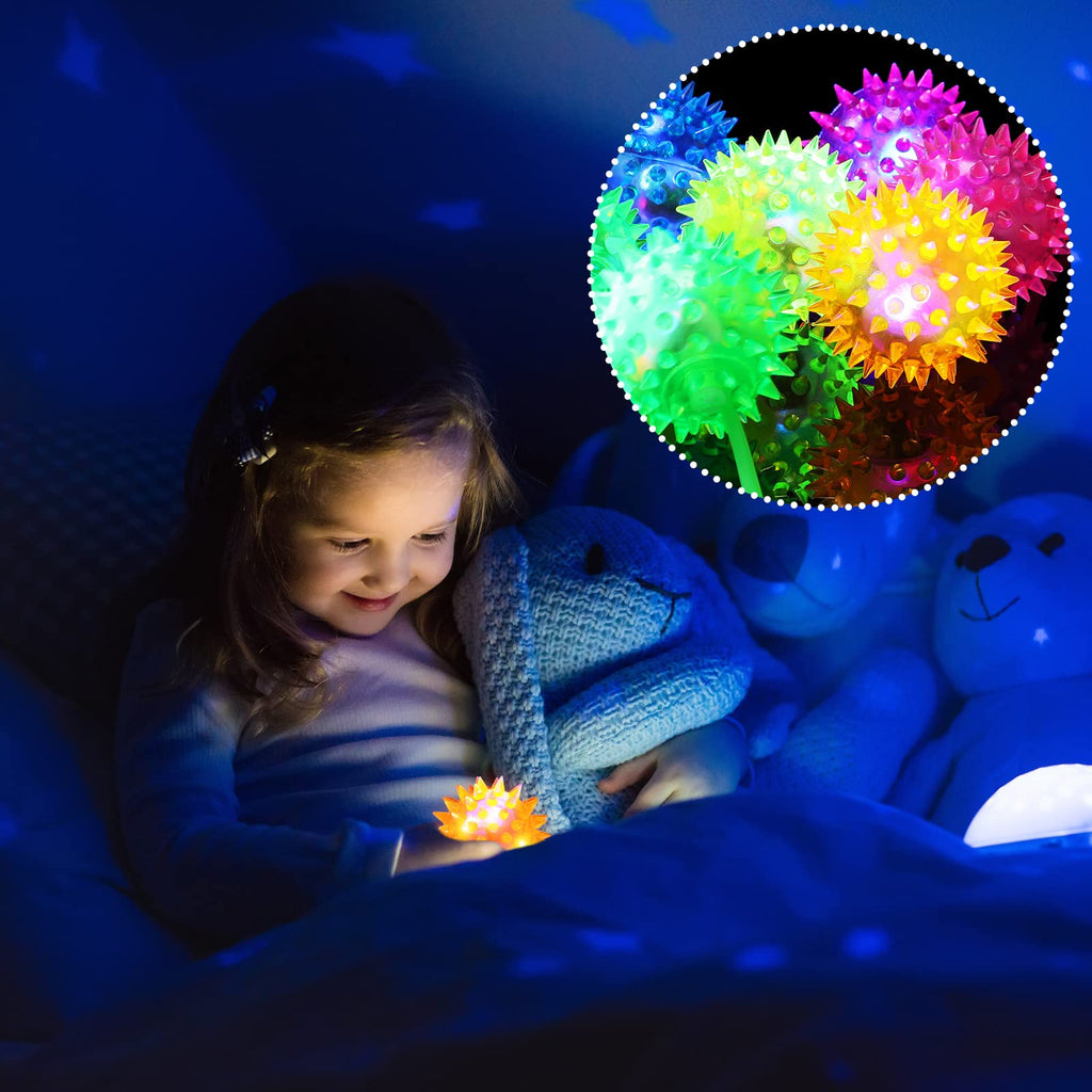 Sotiff 300 Pcs Light Up LED Spiked Bouncy Balls – Multicolor Party Favors