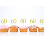 Sotpot 30PCS Gold Glitter 60th Birthday Cupcake Toppers – Cheers to 60 Years