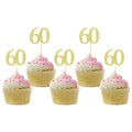 Sotpot 30PCS Gold Glitter 60th Birthday Cupcake Toppers – Cheers to 60 Years