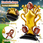 Soulchen 5 ft Giant Self-Standing Football Foil Balloons – 2 Pcs Trophy Base for Sports Birthday Decor