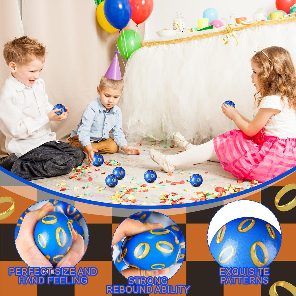 Soulchen 12-Pcs Blue & Golden Rings Stress Balls – Sensory Fidget Toys for Kids Party Favors