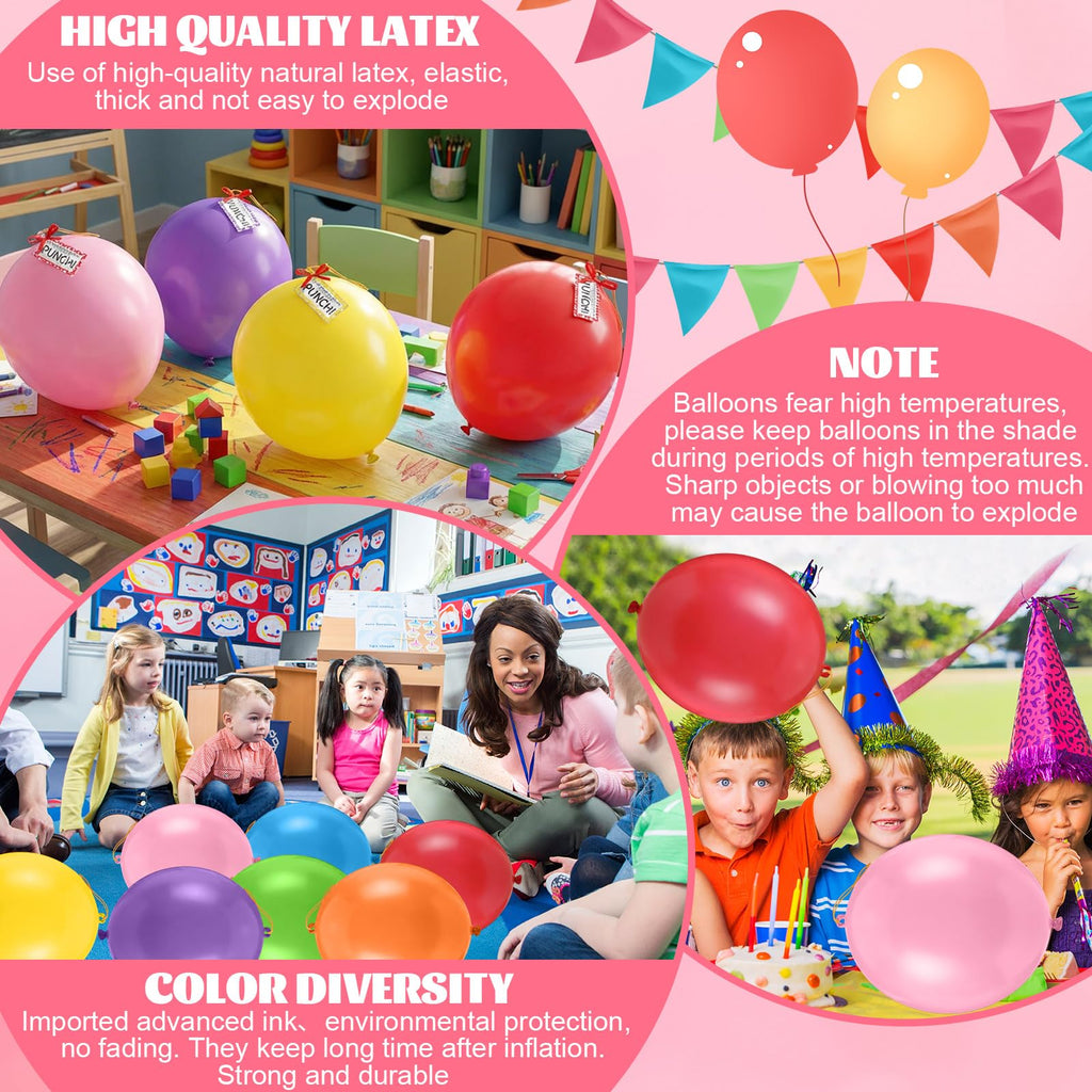 Soulchen 74-Piece Valentine’s Day Gift Set for Kids – Neon Punch Balloons, Cards & Ribbons