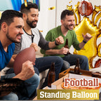 Soulchen 5 ft Giant Self-Standing Football Foil Balloons – 2 Pcs Trophy Base for Sports Birthday Decor