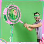 Soulchen Witch Pinata - 14.2 inch Pink & Green Round Pinata – Party Decor
